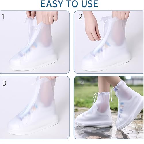 Image of Lify Waterproof Shoe Covers for Rain & Snow - Transparent Reusable Overshoes with Non-Slip PVC Rubber Sole for Men & Women - Protective Boot Covers for Cycling, Camping, Fishing, Travel, Gardening- 1 Pair