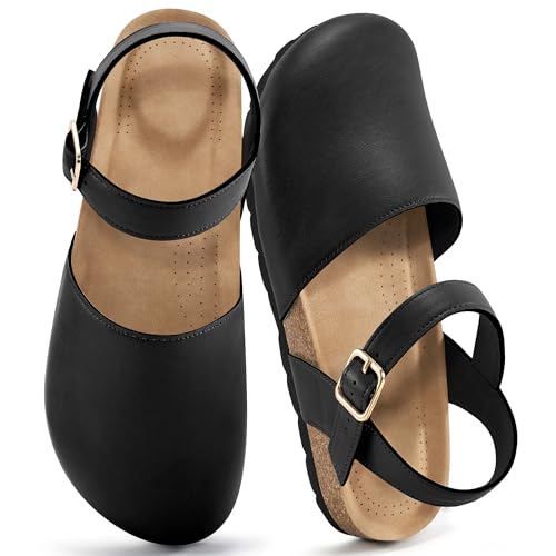 Alicegana Closed Toe Sandals for Women – Arch Support Dressy Flat Sandals Comfortable Summer Shoes 2025
