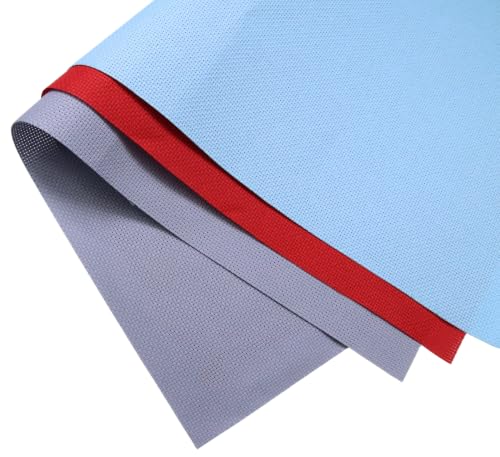 Image of KCS 3 pc of 15 inch x 18 inch(38cmx45cm) 16 Count Cross Stitch Cotton Aida Cloth Needlework Rolled Fabric Box,16CT,Light Blue+Red+Light Steel Grey
