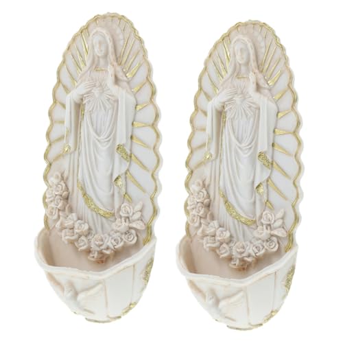 Holibanna 2pcs Guadalupe Bénitier Décoration Murale Tenture Décoration Murale Catholique Bénitier Fontaine Sainte Font Église