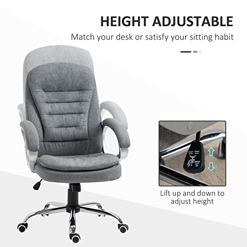 Vinsetto High Back Home Office Chair Executive Computer Chair With Adjustable Height, Upholstered Thick Padding Headrest And Armrest - Grey #TOP3
