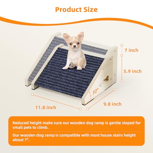 4 Pack Wooden Dog Ramp for Stairs Suits for Small Medium Large Dogs Cats, Pet Steps for Staircase Ramp for Dogs Cats, Need Installation(Gray, S: 11.8 * 9.8 * 5.9 inches) - Thumbnail 5