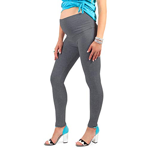 MAMAJEANS Leggings premaman, tessuto coprente e morbido, Made in Italy cotone elasticizzato, ottima vestibilità, aderente. NON sono trasparenti, ideale per la donna in gravidanza (48 IT, ANTRACITE)