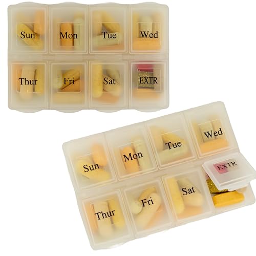Image of Made Easy Kit Pill Case - Weekly Medicine Organizer with Removable Seven-Day Vitamin & Supplement Box - Premium Neoprene for Travel Purse Accessory (Clear Plastic Boxes)