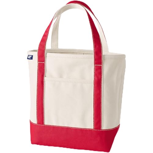 Lands End Natural Open Top Canvas Tote Natural/heritage Red Medium Regular Handle