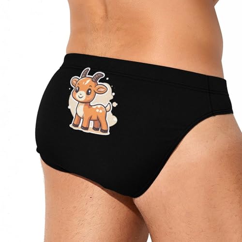 Cute Goat Printed Swim Briefs for Men Sexy Bikini Swimwear Elastic Beach Trunks Bathing Suit4