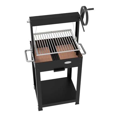 Barbecue A Legna O Carbone "Dmx" Con Griglia Regolabile A Manovella – Struttura Robusta E Portalegna - 54,4 X 45,5 X 121,5Cm - 4