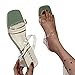 BIISDOST Sandali da donna con tacchi alti, con tacco a blocco, scarpe da lavoro, trasparenti, eleganti da sposa, scarpe da festa, scarpe estive, verde, 38