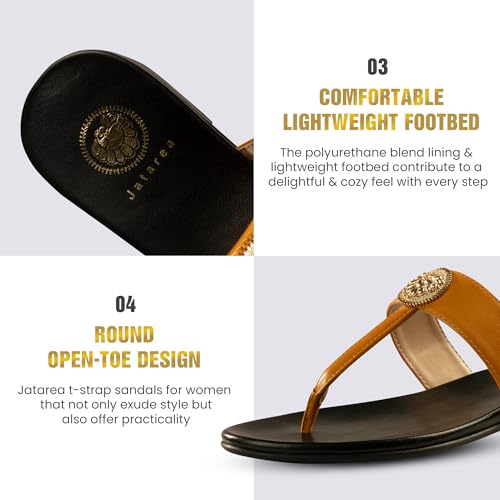 Image of JATAREA Slip-On Flat Toe Post T-Strap Sandals for Women