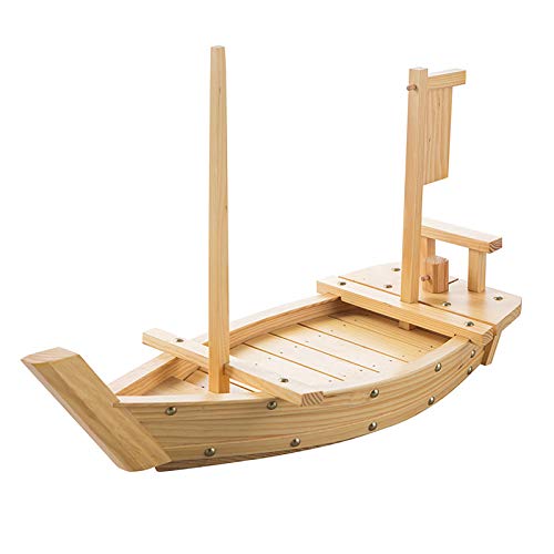 Bateau à sushi en pin de 70 cm, plateau de service artisanal pour grands sashimi