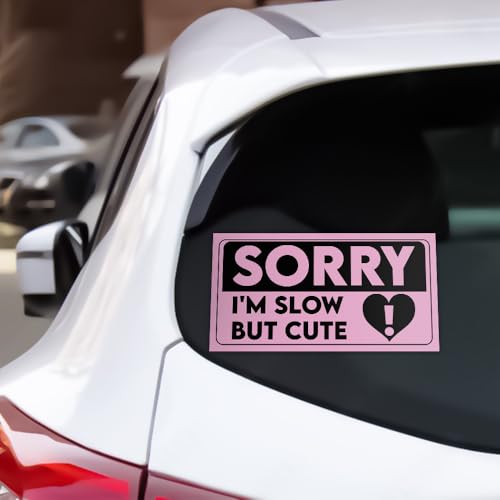Image of [7.5X3.75 inch] Sorry I'm Slow But Cute Bumper Sticker Bad Driver Sticker Newbie Driver Car Sticker Funny Car Signs for The Novice or Beginner Safety Sign Gifts Decoration for Car Truck Windows Laptop Auto