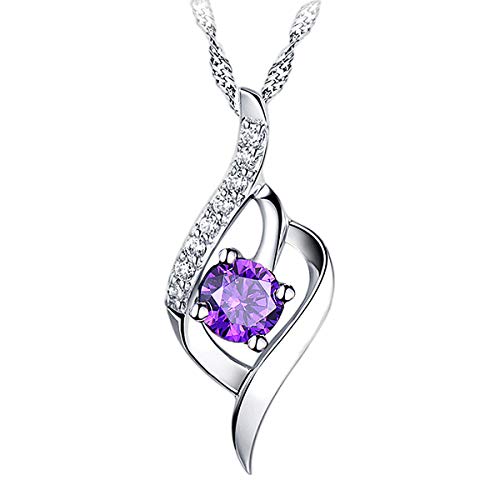 Collier pendentif Mecool S925 en argent sterling avec pendentif zircone cubique - Violet Cover