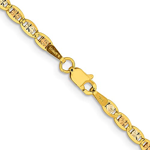 Diamond2Deal 14k 2.75mm Tri-color Gold Valentino Chain Bracelet4
