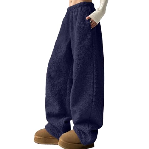 Pantalon de jogging en polaire chaud et fluide coupe droite femme