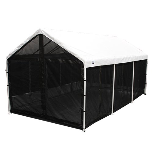 King Canopy CSR1020BK 10-Feet by 20-Feet Fully Enclosed Canopy Bug Screen Room with Floor and Ceiling, Black