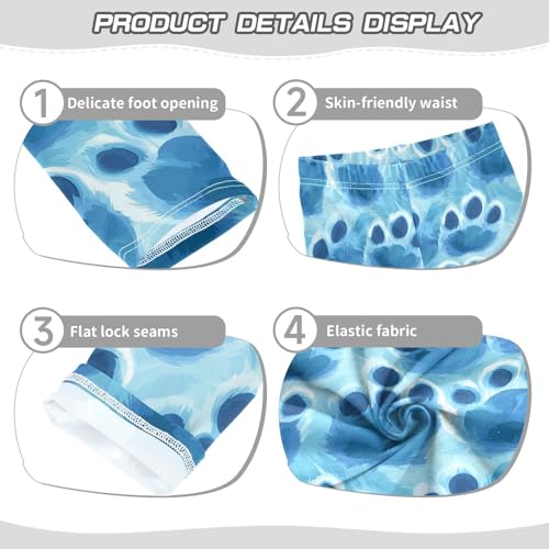Blue Cat Dog Paw Print Girls Casual Leggings for Kids Printed Long Pant Bottoms Stretch and Soft3