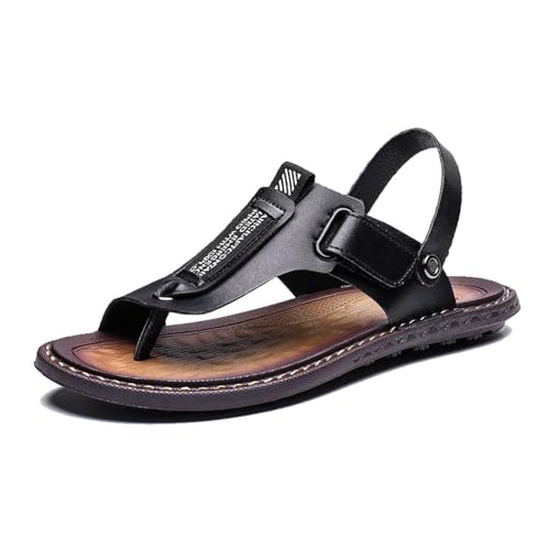 Yytcsjz Beach Leather Sandals Slide, Men's Slip-On Plus Size Orthopedic Bunion Corrector Sandals with Arch Support, Two Uses Waterproof Athletic Flip Flops, for Arch of Foot, Foot Correction