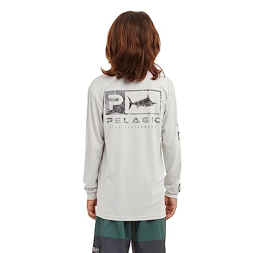 PELAGIC Youth Aquatek Icon Fishing Shirt, Long Sleeve, UPF 50+ Protection, Ultra Soft Feel