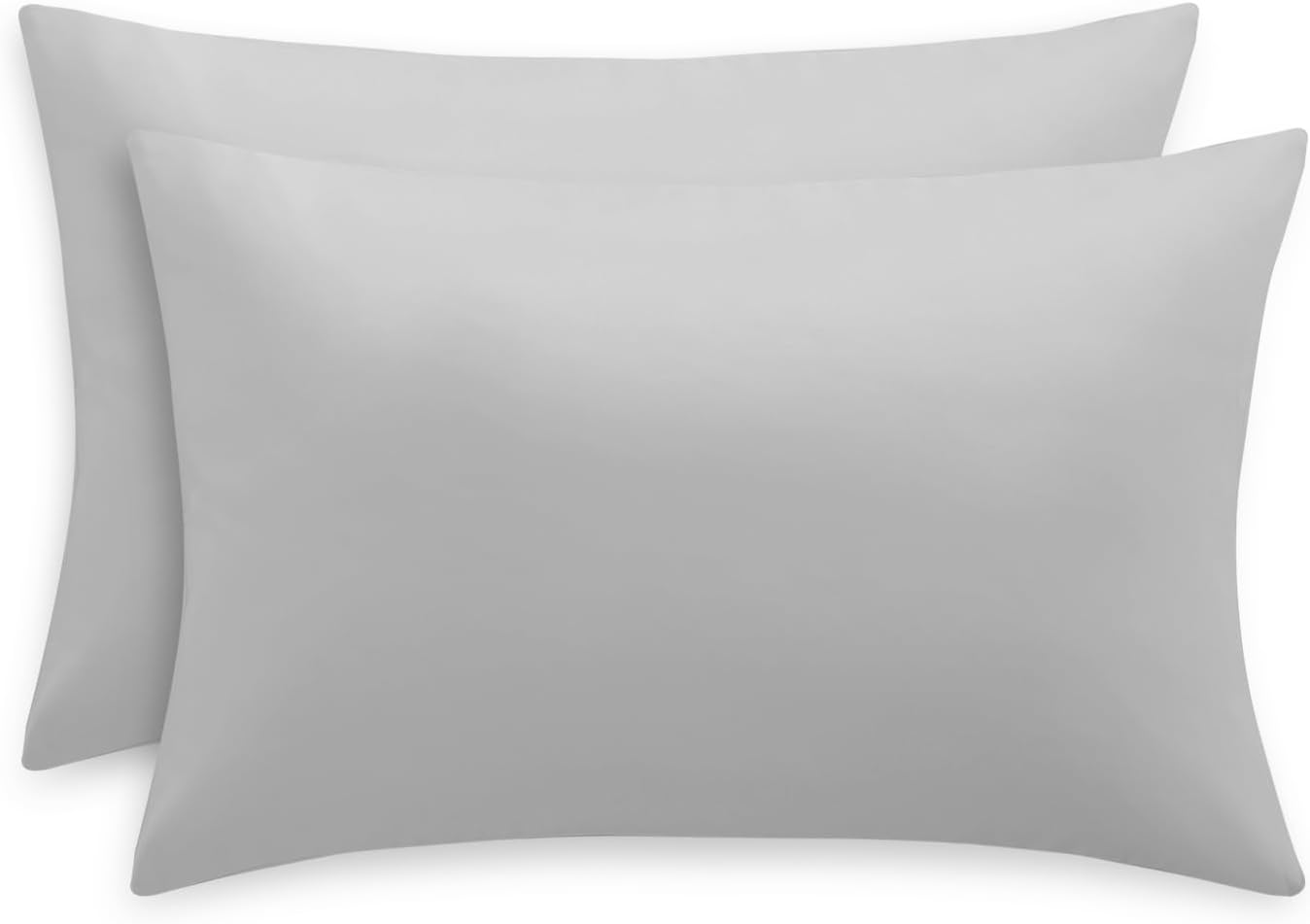 RUIKASI Pillow Cases 2 Pack Grey- Light Grey Plain Pillowcases with Envelope Closure Breathable Premium Brushed Microfiber Set of 2 Pillow Covers Standard 50x75 cm