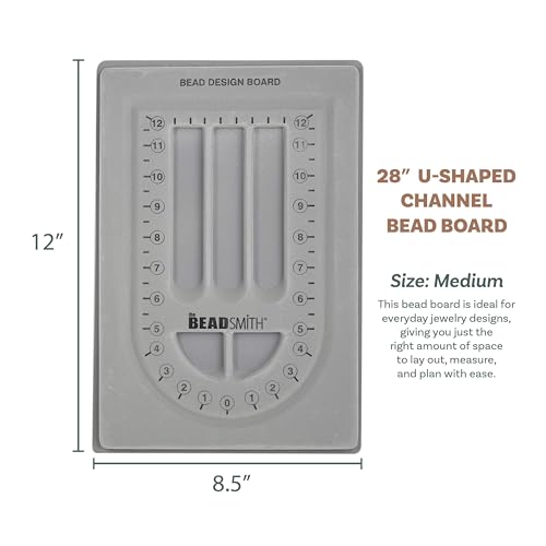 Image of The Beadsmith Bead Board, Grey Flocked | 28 inch U-Shaped Channel, 8.5 x 12 inches, Design Boards for Creating Bracelets, Necklaces and More