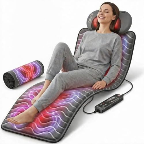 Powermat by Powerfit – Full Body Massage Mat with Detachable Massage Pillow, 9 Intensity Levels, 9 Massage Modes & 3 Heat Therapy Settings | Alleviates Muscle Pain, Improves Circulation, Stress Relief