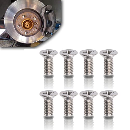 jeseny 8 PCS Stainless Steel Brake Disc Rotor Screws for Front and Rear, Cross Flat Head Screw Set is Best Replacement for Honda, Acura, Hyundai and Kia Models, By Mission Automotive