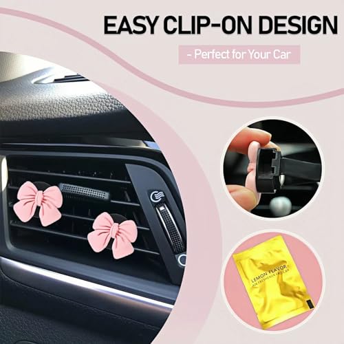 Image of 6 PCS Coquette Pink Bow Car Air Freshener Set,Girly Car Accessories for Women, Cute Girl Car Decor, Aesthetic Pink Car Decorations, Perfect for Women's Car Interior, Coquette Car Accessories