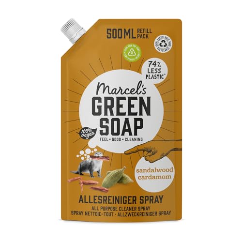 Marcel's Green Soap – Allzweckreiniger Spray Nachfüllpack Sandelholz & Kardamom – Nachfüllbeutel – Mikroplastikfreie Formel – Vegan – 500 ml