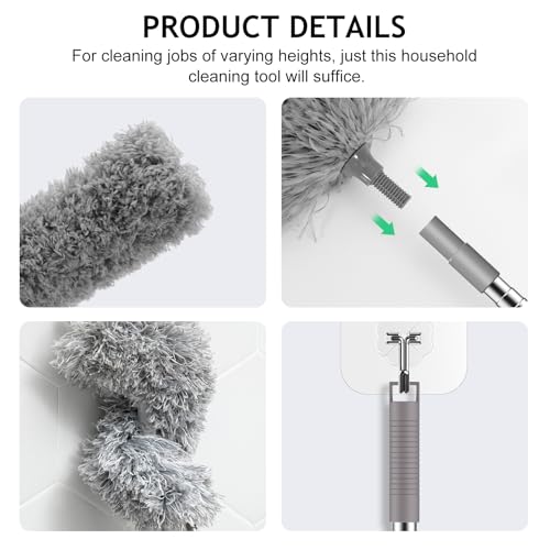 Image of SetSail Extra-Long Dusters with Extension Pole 100-inch for Cleaning, Bendable Microfiber Head Washable Ceiling Fan Duster for High Ceilings, Furniture
