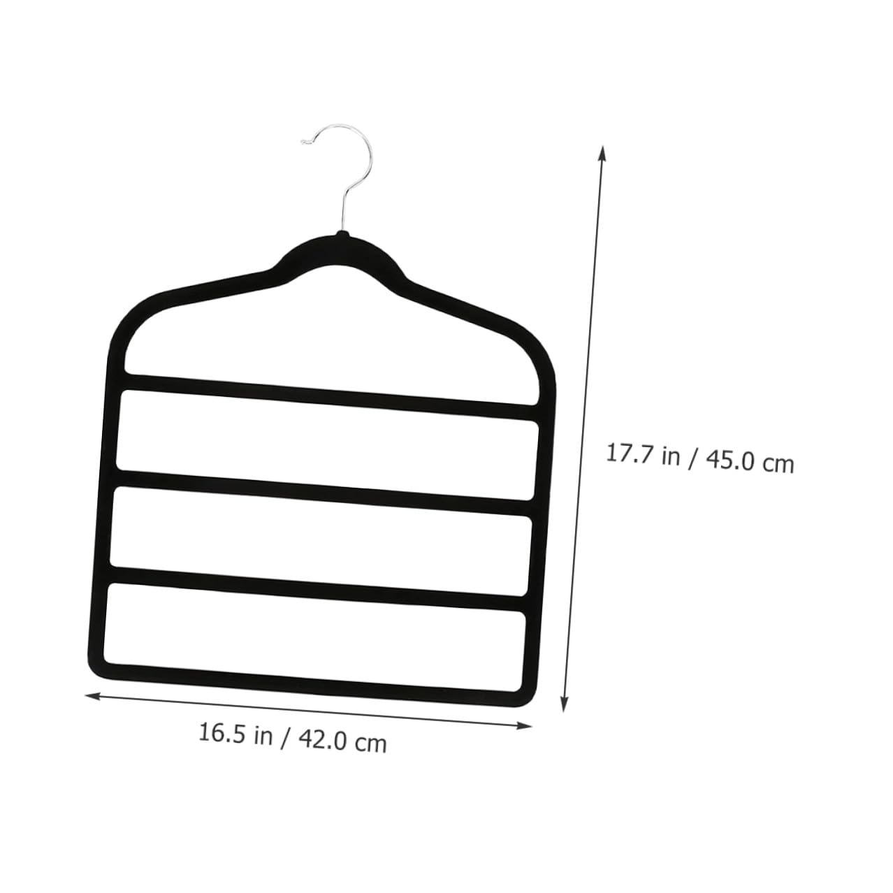 Rutschfester Hosenbügel 5 Stück-Pack aus Flockung, Mehrlagig, Schwarz