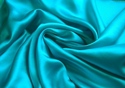 Grand Linen4-Piece King Size, Solid Turquoise Blue Soft Silky Charmeuse Satin Sheet Set - Flat, Fitted and Pillow Cases. Deep Pockets