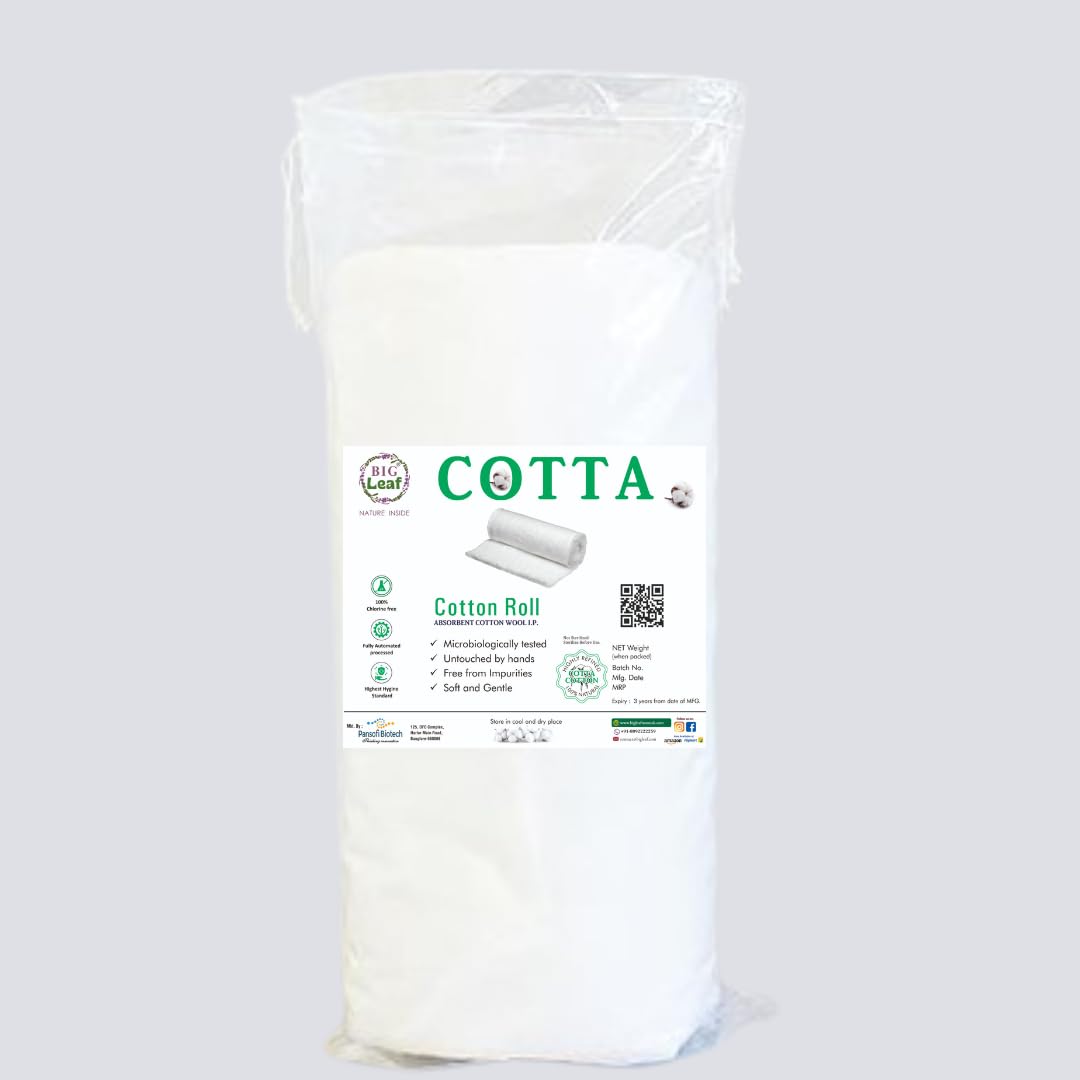 Big Leaf COTTA Absorbent Cotton Roll 200g | Soft, Pure, Hygienic & Microbiologically Tested Surgical Wool for Medical, Hospital, and Personal Care | Made in India-image-24