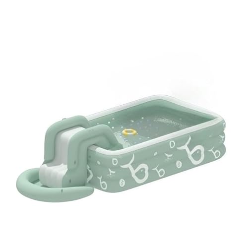 【Yecox】 プール ビニールプール 長方形 PVC 材質 大型 滑り台付き 屋根付き 折り畳み 耐摩擦 収納便利 使いやすい 家庭用 子供用 ベランダ 屋外用 お庭 芝生遊び 水遊び 猛暑対策(プール+滑り台,1.5m)