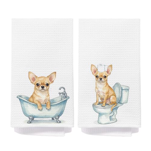 IAFQWDS Chihuahua Dog Bathroom Hand Towels, Chihuahua Gifts for Women, Dog Lovers Mom Dad...