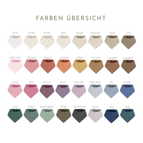ARTEE Personalisiertes Halstuch Dreieckstuch aus Musselin Gaze 100% Baumwolle für Babies und Kleinkinder in 2 Grössen erhältlich, mit Namens Personalisierung aus OekoTex zertifiziertem Druckmaterial
