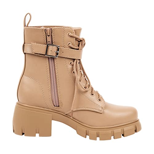 ~ POCKET ~ Platform Boots Chunky Block Heels Lug Sole Lace Up Round Toe Bootie Ankle Combat2