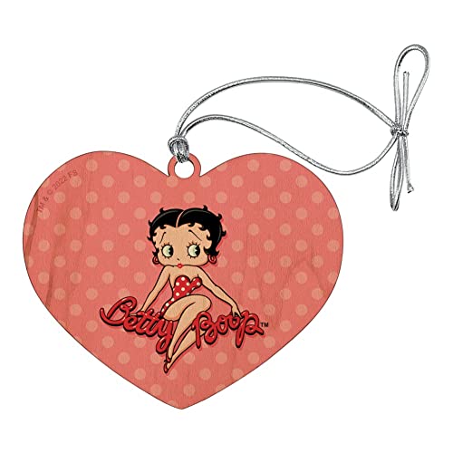 Betty Boop Pink Polka Dots Heart Love Wood Christmas Tree Holiday Ornament