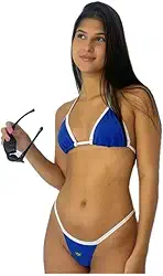 Biquíni do Brasil Feminino Tie Back Cintura Contrastada Bloco de Cores Elegante para Praia e Piscina