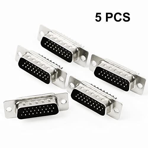 Uxcell Db26 26 Pin 3 Row Solder Type Panel Mount Male Connector 5Pcs #TOP2