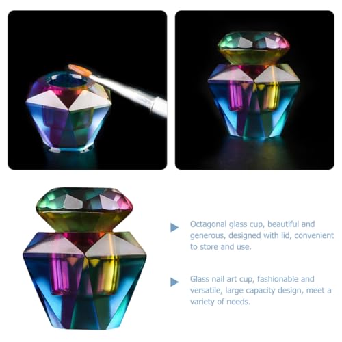 Vaso de vidrio para arte de uñas con tapa SOIMISS miniatura 5