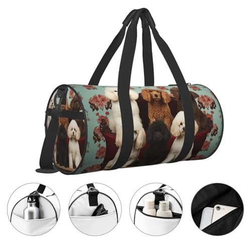 Sports Gym Bag for Women Men Travel Duffel Bag Tote Weekender Bag Poodles Dogs Carry on Overnight Bag for Travel Swimming Fitness Workout Sports Duffle Bag3