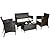 BestComfort 4 Piece Outdoor Patio Furniture Set Wicker Conversation Set, Sectional Sofa Rattan Wicker Chair, Glass Coffee Table for Backyard Porch Poolside Balcony Garden