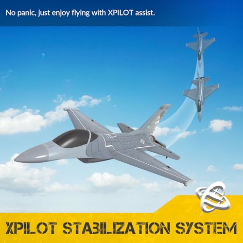 Image of volantexrc 4CH RC Plane 2.4GHz Jet F-16 Fighting Falcon RC Airplane Fighter Ready to Fly with Xpilot Stabilizer System, One Key Aerobatic Perfect for Adults (Gray)