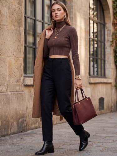Image of MixMatchy Women's Cropped Ribbed Turtleneck Sweater