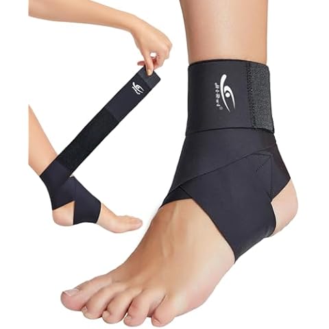 HiRui Ultrathin High-Elastic Ankle Wraps Ankle Brace for Men Women Kids, Adjustable Ankle Straps for Running, Football, Basketball, Sprains, Arthritis, Plantar Fasciitis (Black, Medium (Pack of 1)) Cover