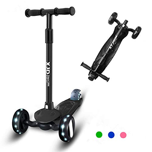 XJD Patinete Tres Ruedas para Niños de 2 a 8 Años Scooter Desmontable Manillar Ajustable con Cerradura de Dirección con Luces Carga Máxima 50kg