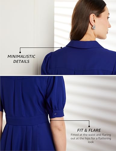 Image of Symbol Premium Women's Fit & Flare Wrap Dress (Midi Length | Stylish | Desk-to-Dinner) (Available in Plus Sizes)