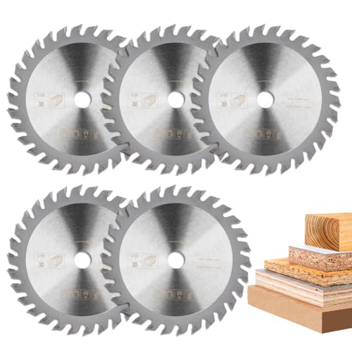 BALUGAEA 5 hojas de sierra de 85 x 10 mm para madera de 30 dientes – Hoja de sierra circular adecuada para sierras circulares de mano para trabajar madera dura, madera blanda, MDF y plástico