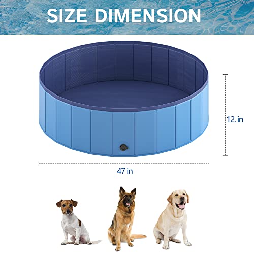Heeyoo Foldable Dog Pool, Portable Hard Plastic Dog Swimming Pool， Outdoor Collapsible Pet Bathing Tub For Pets Dogs And Cats, 47 X 12 Inches #TOP1