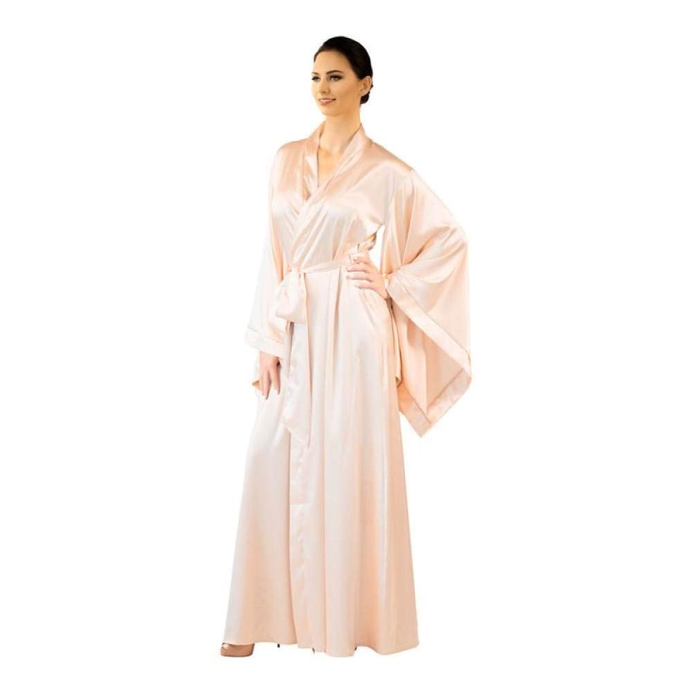Vestaglie Donna Seta,Abito Da Pigiama Sexy Di Moda Lingerie Con Abito Da Notte Camicia Da Notte In Pizzo A Manica Lunga Con Cintura Pigiama Da Donna Raso Abito Da Damigella D'Onore Bianco